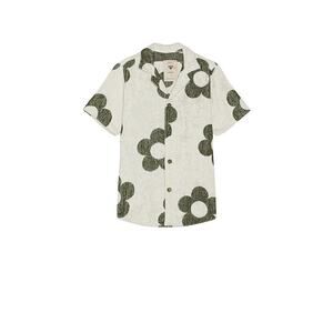 OAS Meadow Cuba Terry Button Front Shirt in Green sz S